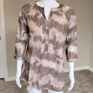Coldwater Creek Brown and Cream Tunic Top